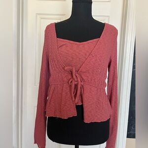 Almost Famous Ribbed Cold-Shoulder Crop Top in Rose